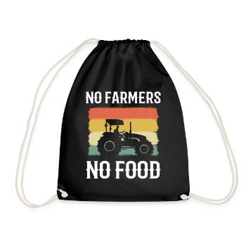 No Farmers No Food Landwirte - Turnbeutel - Schwarz - Vorne