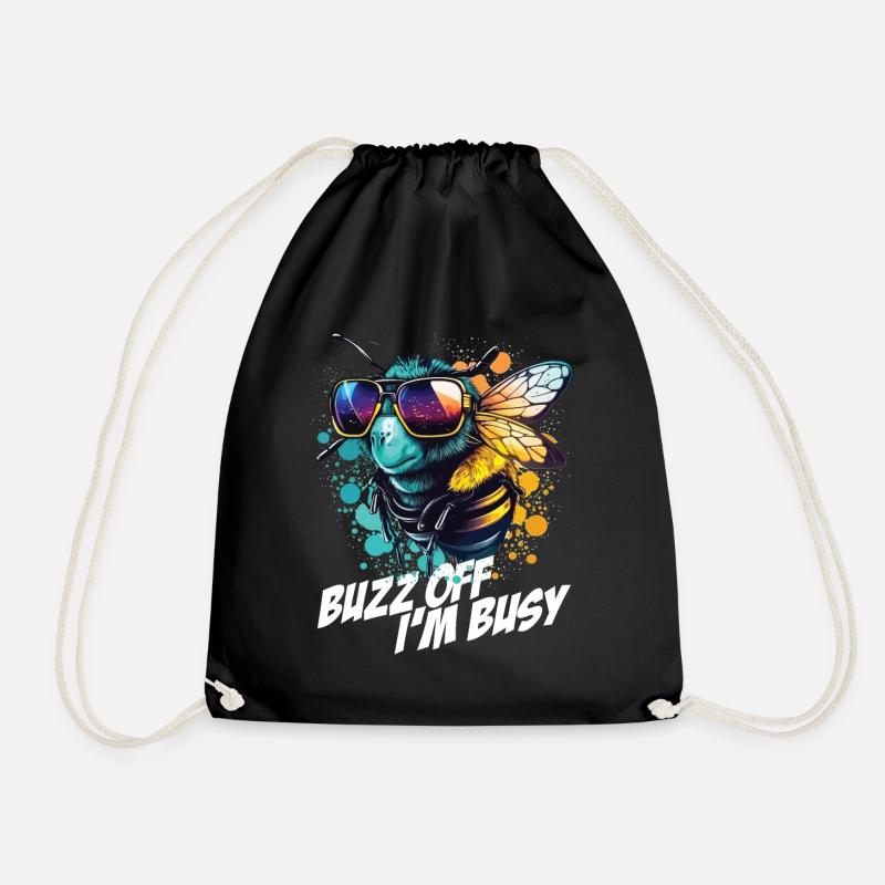 Hummel mit Sonnenbrille Buzz Off I'm Busy - Turnbeutel - Schwarz