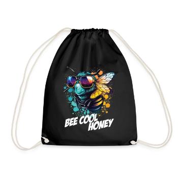 Graffiti Hummel mit Sonnenbrille Bee Cool Honey - Turnbeutel - Schwarz - Vorne