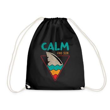 Tranquillité et Soleil Rétro Vintage Shark Surfer Été - Sac de sport léger - noir - Devant