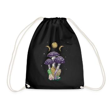 Cottagecore Ästhetischer Pilz Witchy Hippie - Turnbeutel - Schwarz - Vorne