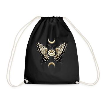 Weirdcore Aesthetic Eyeball Butterly Moon Phase - Drawstring Bag - black - Front