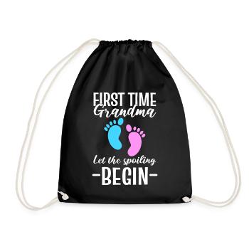 First Time Grandma Let The Spoiling Begin Granny - Drawstring Bag - black - Front