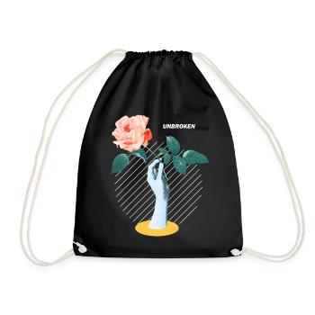 Unbroken Flower Aesthetic Art Graphic - Drawstring Bag - black - Front