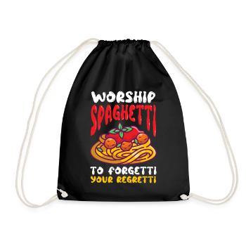 Fliegendes Spaghettimonster FSM Pastafarian - Turnbeutel - Schwarz - Vorne