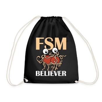 Fliegendes Spaghettimonster FSM Pastafarian - Turnbeutel - Schwarz - Vorne