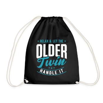 relax and let the older twin handle it - Drawstring Bag - black - Front