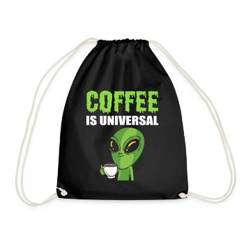 Alien trinken Kaffee Kaffeesüchtiger - Turnbeutel - Schwarz - Vorne