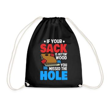 Funny cornhole - Drawstring Bag - black - Front