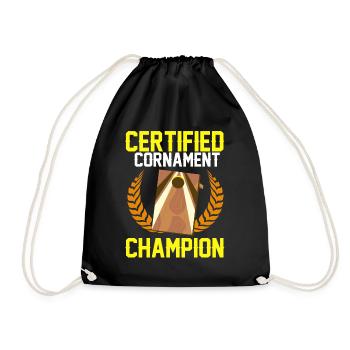 Cornhole corn hole - Drawstring Bag - black - Front