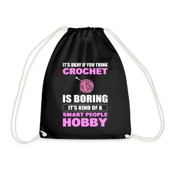Crochet Hobby Crochet - Drawstring Bag - black - Front