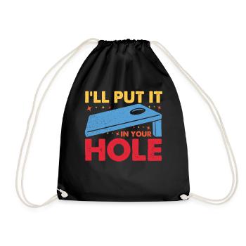 Lustiges Cornhole Corn Hole - Turnbeutel - Schwarz - Vorne