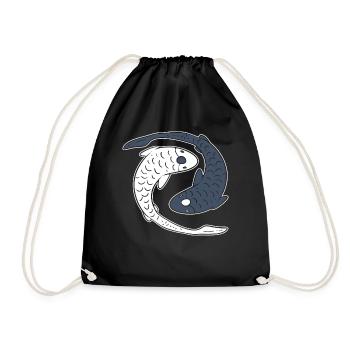 Yin Yang Koi Fish Owner - Drawstring Bag - black - Front