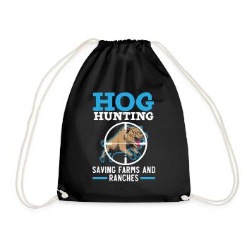 Pig Hunting, Rescue of Farms and Ranches, Wildsc - Drawstring Bag - black - Front