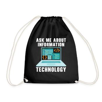Ask Me About Information Technology Tech Support - Turnbeutel - Schwarz - Vorne