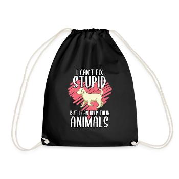 I Can't Fix Stupid But I Can Help Their Animals - Drawstring Bag - black - Front