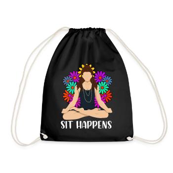Meditation Meditieren - Turnbeutel - Schwarz - Vorne