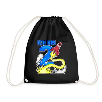 2 Birthday Boy Astronaut Rocket - deux ans - Sac de sport léger - noir - Devant