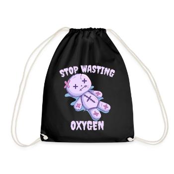 Stop Wasting Oxygen Pastel Goth Kawaii - Drawstring Bag - black - Front