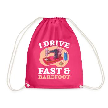 I drive fast and barefoot crochet sewing - Drawstring Bag - fuchsia - Front