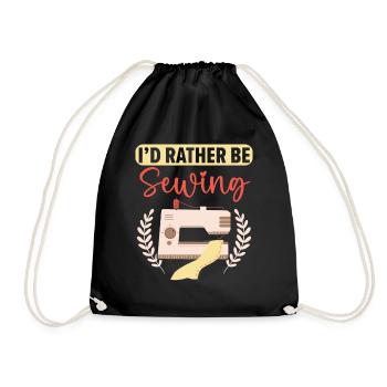 I'd rather sew, quilt, crochet, sew - Drawstring Bag - black - Front