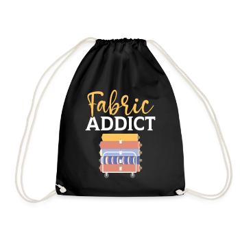 Addicted to fabrics, sewing, quilting, crocheting, sewing - Drawstring Bag - black - Front