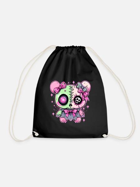 Pastel Goth Kawaii Teddybär - Turnbeutel - Schwarz