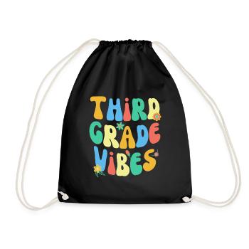 Zurück Zur Schule Dritte Klasse Vibes Bunt Groovy - Turnbeutel - Schwarz - Vorne