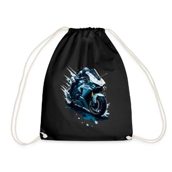 Sport motorcycle illustration - Drawstring Bag - black - Front