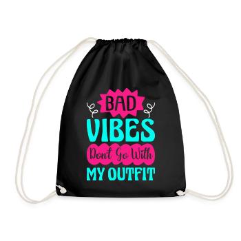 Hippie Peace Groovy - Drawstring Bag - black - Front