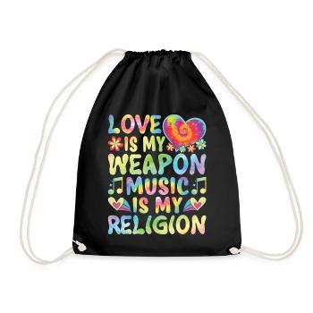 Hippie Bohème Boho Peace - Drawstring Bag - black - Front