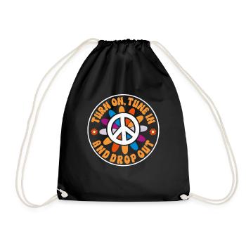 Hippie Zitat Groovy Frieden - Turnbeutel - Schwarz - Vorne