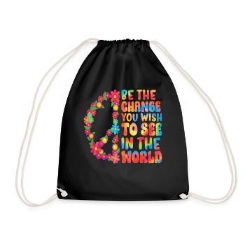 Hippie Floral Rétro Paix Gentillesse - Sac de sport léger - noir - Devant