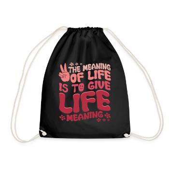 Hippie Retro Peace Kid - Drawstring Bag - black - Front