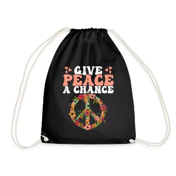 Hippie Peace Kindness - Drawstring Bag - black - Front