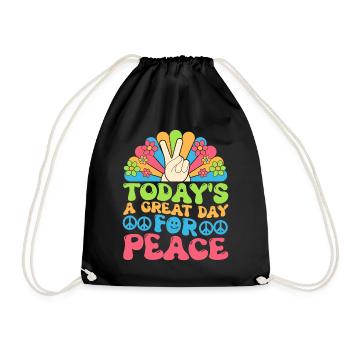 Hippie Peace Kindness - Drawstring Bag - black - Front