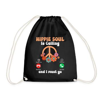 Funny hippie peace - Drawstring Bag - black - Front