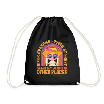 Funny Hippie Groovy - Drawstring Bag - black - Front