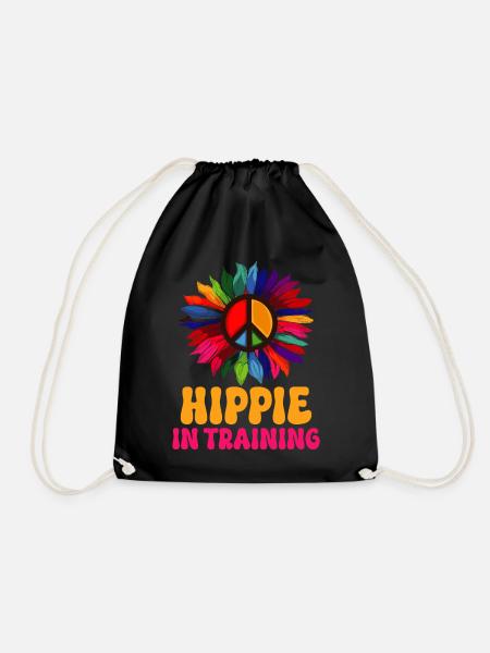 Lustiger Hippie Frieden Groovy - Turnbeutel - Schwarz