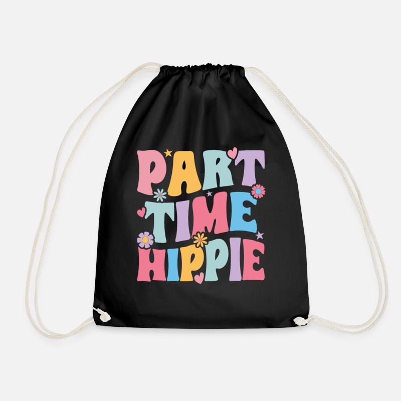 Groovy Funny Hippie - Drawstring Bag - black