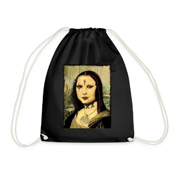 Gothic Goth Mona Lisa - Drawstring Bag - black - Front