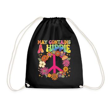 Lustige Hippie Frieden Freundlichkeit Groovy - Turnbeutel - Schwarz - Vorne