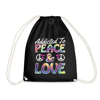 Lustige Hippie Frieden Freundlichkeit Groovy - Turnbeutel - Schwarz - Vorne