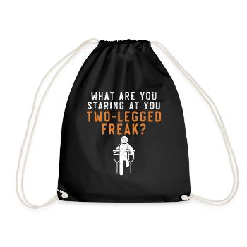 What are you staring at, you two-legged freak? - Drawstring Bag - black - Front