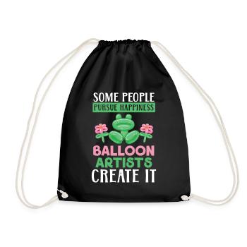 People are striving for happiness Balloon artists create - Drawstring Bag - black - Front