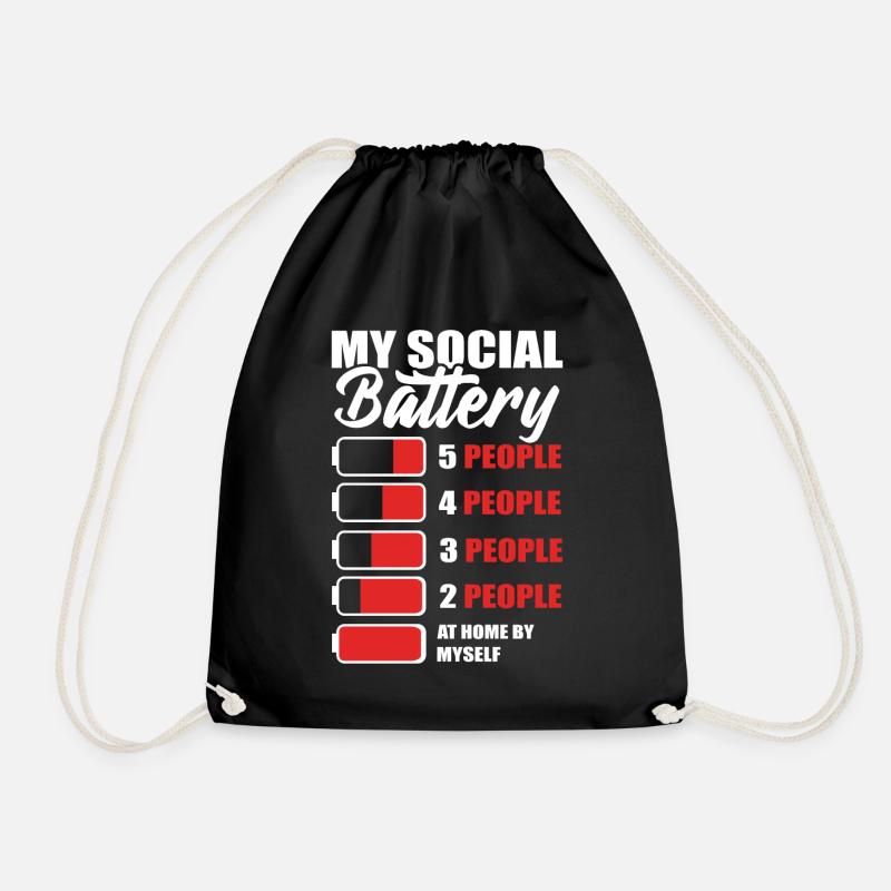 My Social Battery Maverick - Drawstring Bag - black