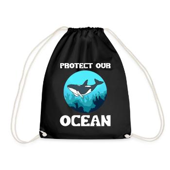 Protect Our Ocean Marine Conservationists - Drawstring Bag - black - Front