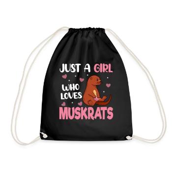 Retro muskrat - Drawstring Bag - black - Front