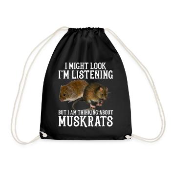 Retro muskrat - Drawstring Bag - black - Front