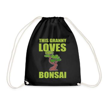 Grandma loves bonsai botanist - Drawstring Bag - black - Front